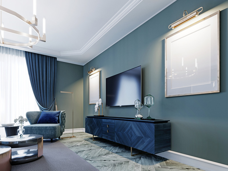 blue tv cabinet design